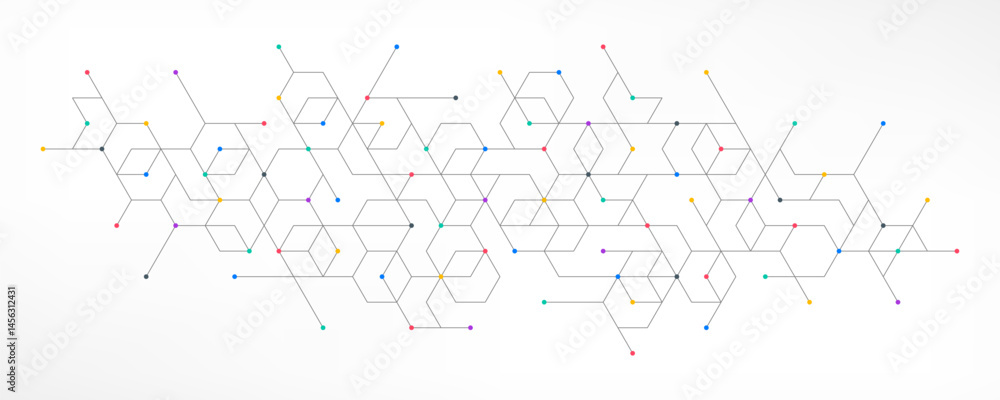 Fototapete Abstract vector background with simple geometric figures and dots. Graphic design element and polygonal shape pattern