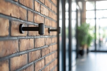 Brick wall with coat hooks modern interior design