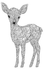 Animal Made Of Tiny Swirls, coloring book style, vector graphic