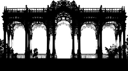 Architectural Silhouettes Against Sky, vector graphic