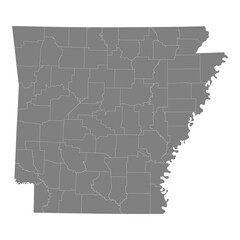 Fototapeta premium High Quality map of Arkansas is a state of United States with borders of the counties