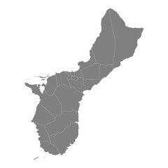 Naklejka premium High Quality map of Guam is a state of United States with borders of the counties