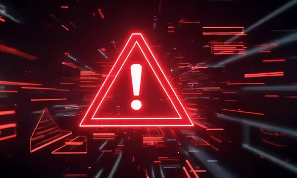Red neon warning triangle symbol