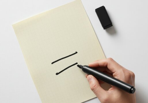 Equals Sign Writing on Paper with Marker