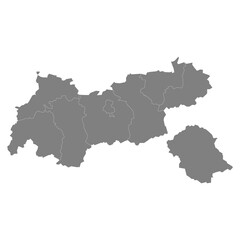 Fototapeta premium High Quality map of Tyrol is a state of Austria, with borders of the counties