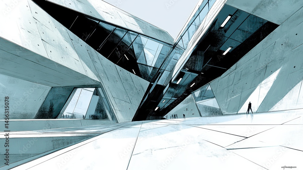 Poster abstract futuristic architecture design with geometric shapes an