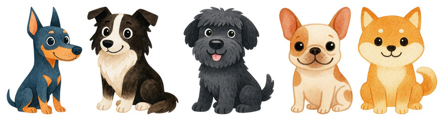 PNG watercolor kid style illustration, transparent background