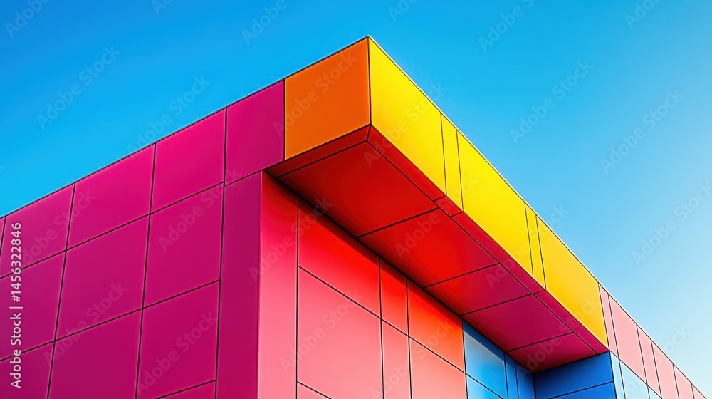 Poster contemporary architecture a vibrant spectrum of colors creating