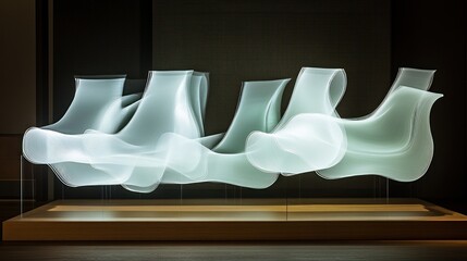 Abstract translucent chairs, flowing forms