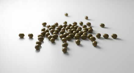Scattering Of Fresh Capers On A Clean White Surface For Culinary Projects