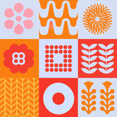 Vector set of brutalist geometric shapes. Naive playful shapes.Abstract minimalist figures, stars, flowes.Vector