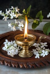 Fototapeta premium Diwali Diyas in the Festive Background, Indian Culture and Hindu Diwali Traditions