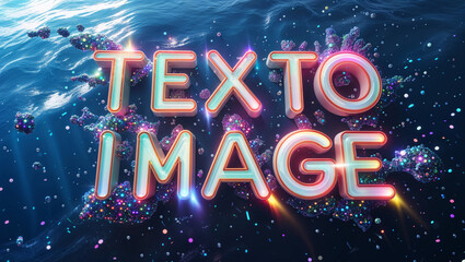 3d rendered texto image graphic illustration featuring colorful design elements and water background