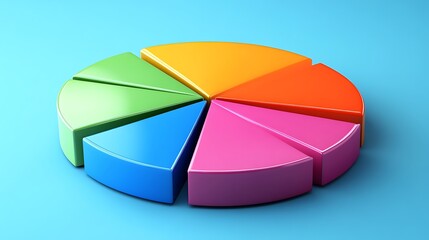 Colorful pie chart on a light blue background