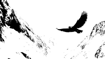 Obraz premium Falcon Soaring Through Mountain Pass, vector illustration art