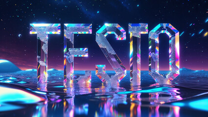 Abstract composition of the word testo reflected on a serene, crystalline water surface