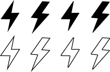 flash lightning bolt icon set. Electric power symbol. Power energy sign. fast speed logotype
