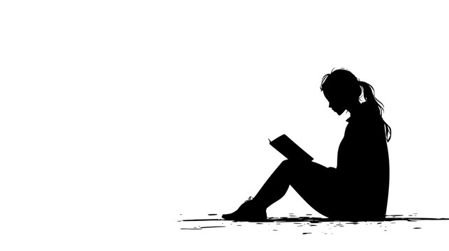 Person Reading Book While Swaying Gently, vector illustration art