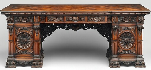 Magnificent Hand-Carved Renaissance Revival Desk