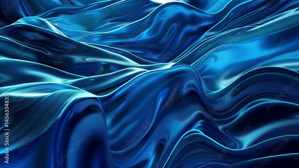 Poster mesmerizing abstract design of flowing blue waves smooth textures and vibrant shades evoking calm an