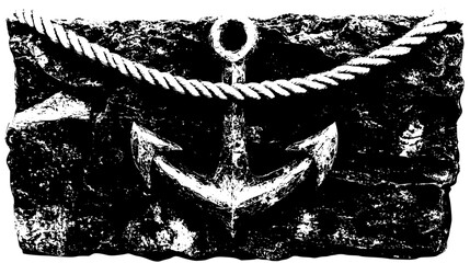 Rope Secured Around Natural Stone Anchor, vector illustration art