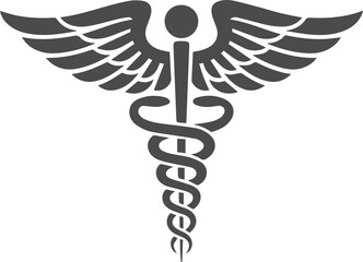 Stylized caduceus medical symbol vector graphic for health and wellness design