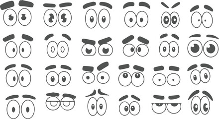 Variety of cartoon eyes set showing different expressions and emotions