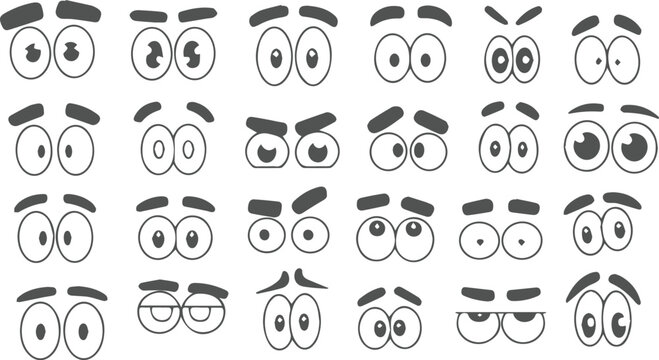 Variety of cartoon eyes set showing different expressions and emotions