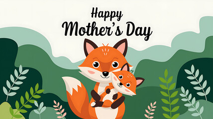 Fox Mother's Day Card Vector