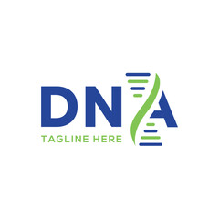 DNA word mark lettering logo design creative modern concept for biotechnology 