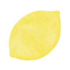 Whole lemon watercolor element. Hand drawn painted ingredient for food or lemonade isolated on white background.