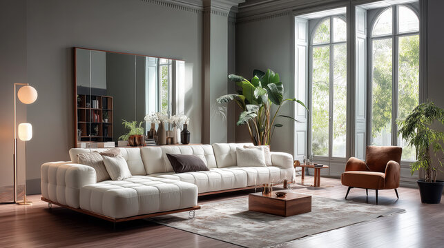 Modern Living Room With Elegant Furniture And Natural Light
