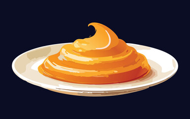orange sauce on a plate - vector illustration