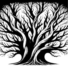 Black Tree Branch Silhouettes Bare Branch Vector Illustrations