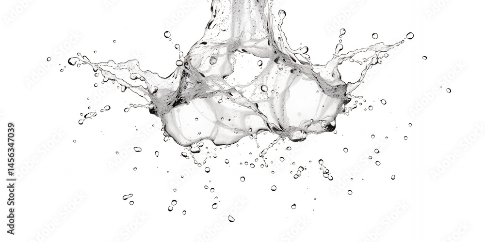Poster dynamic water splashing isolated on white background perfect for refreshing designs