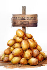 National Potato Month, pile of potatoes