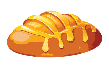 vector illustration of baked bread with honey - vector illustration