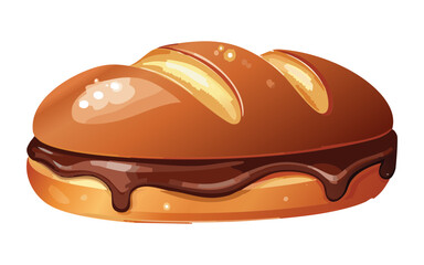Chocolate Ganache Filled Brioche Bread - Vector Illustration
