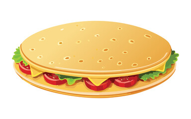 round tortilla sandwich with - vector illustration