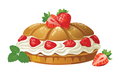 Cream Cheese Strawberry Bread Filling - Vector Illustration