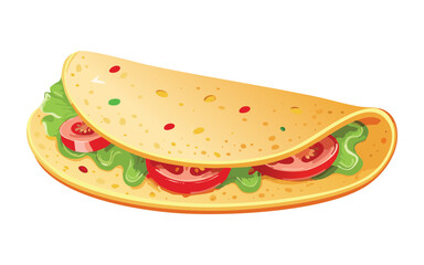 Tortilla bread sandwich with tomato and lettuce - vector illustration
