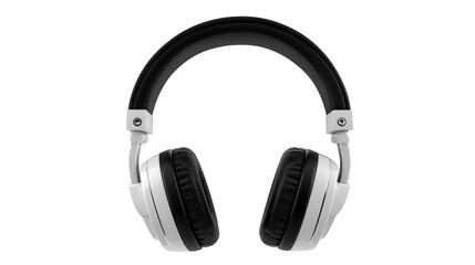 White and Black Headphones Image isolated on transparent background