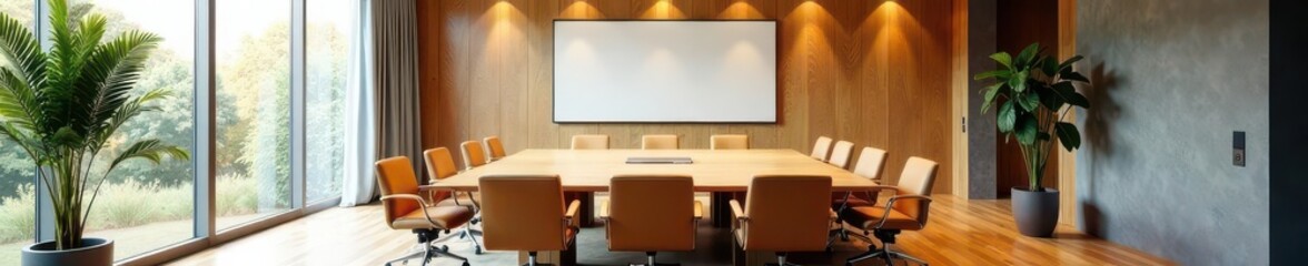 Bright contemporary meeting area, plenty of copy space, stylish, area