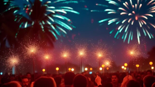 Handheld Pyrotechnic Device Emitting Bright Sparks, Commonly Used in Celebrations