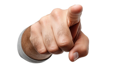 Hand Pointing Finger Closeup isolated on transparent background