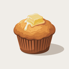 Golden Cornbread Muffin with Melting Butter