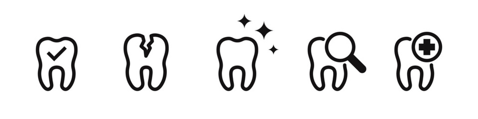 Tooth icons set. Dental symbol. Vector illustration.