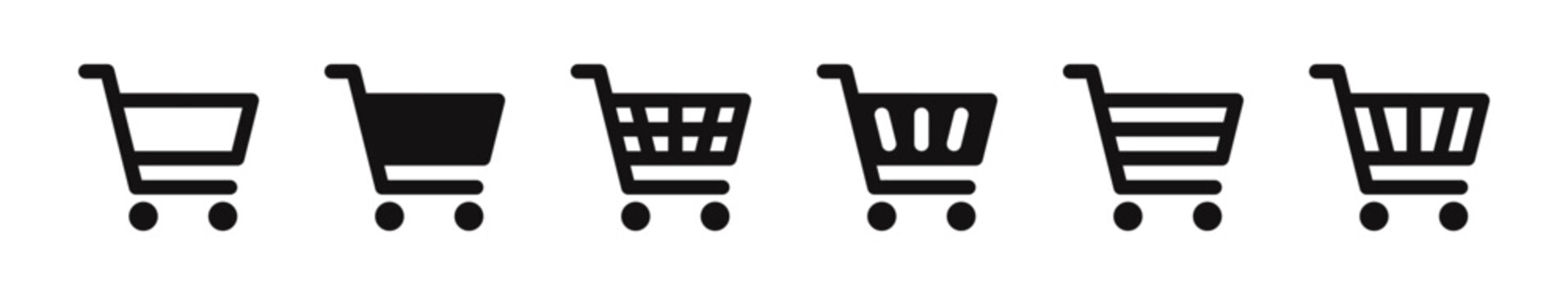 Shopping cart icons set. Internet shop buy symbol. Vector illustration.