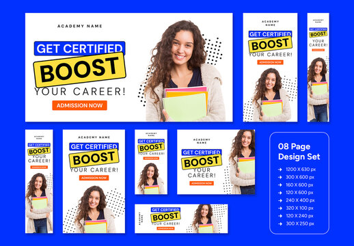 Educational Certification Promotion Web Ad Banner Set Template