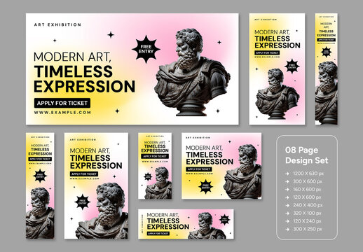 Modern Art Exhibition Event Web Ad Banner Set Template